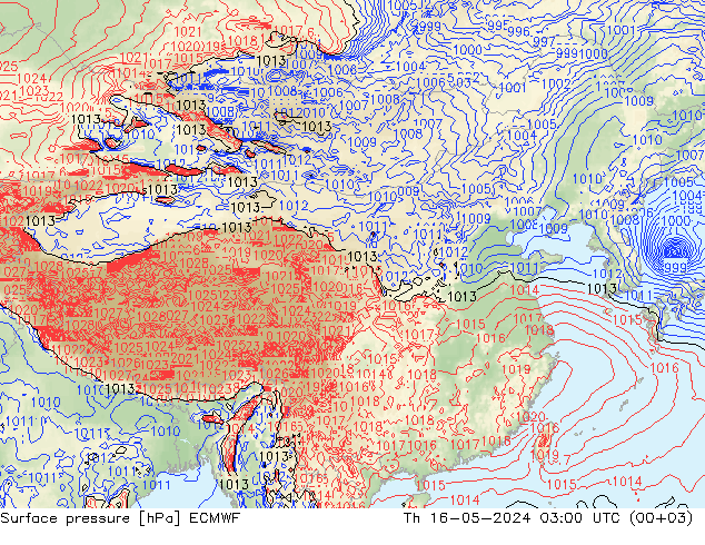 地面气压 ECMWF 星期四 16.05.2024 03 UTC