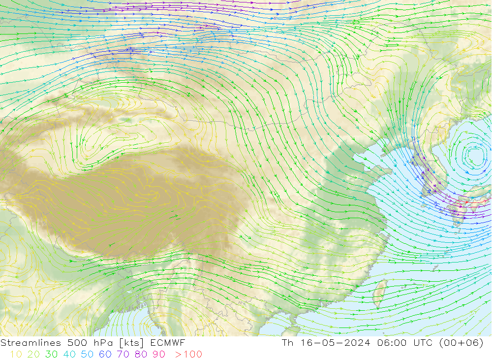 风 500 hPa ECMWF 星期四 16.05.2024 06 UTC