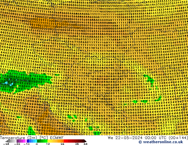 Sıcaklık Haritası (2m) ECMWF Çar 22.05.2024 00 UTC