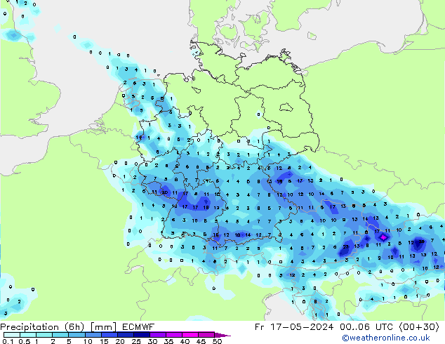 Z500/Rain (+SLP)/Z850 ECMWF Fr 17.05.2024 06 UTC