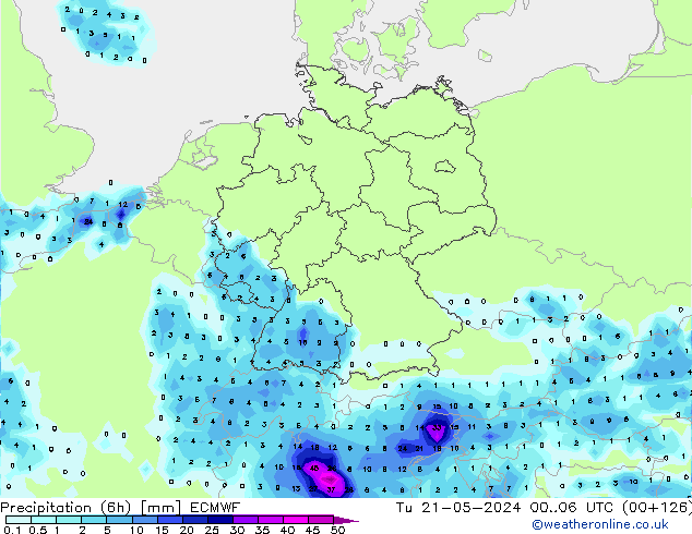 Z500/Regen(+SLP)/Z850 ECMWF di 21.05.2024 06 UTC