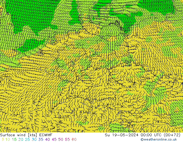 Surface wind ECMWF Su 19.05.2024 00 UTC