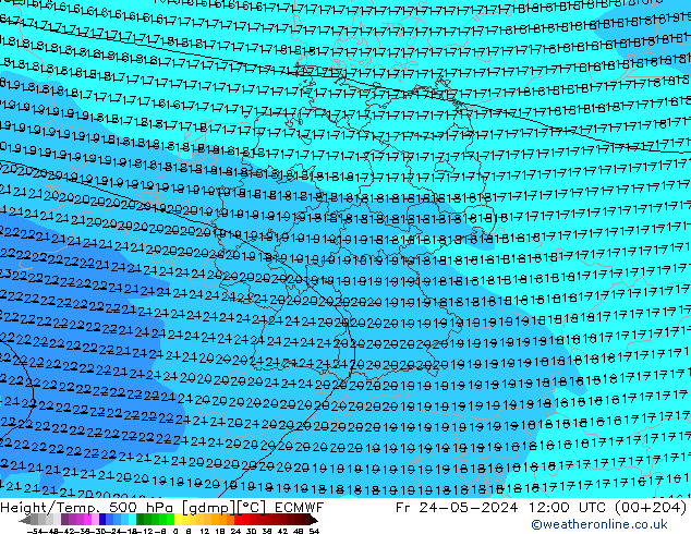 Z500/Rain (+SLP)/Z850 ECMWF  24.05.2024 12 UTC