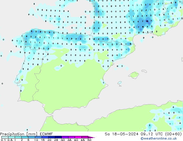 Precipitation ECMWF Sa 18.05.2024 12 UTC