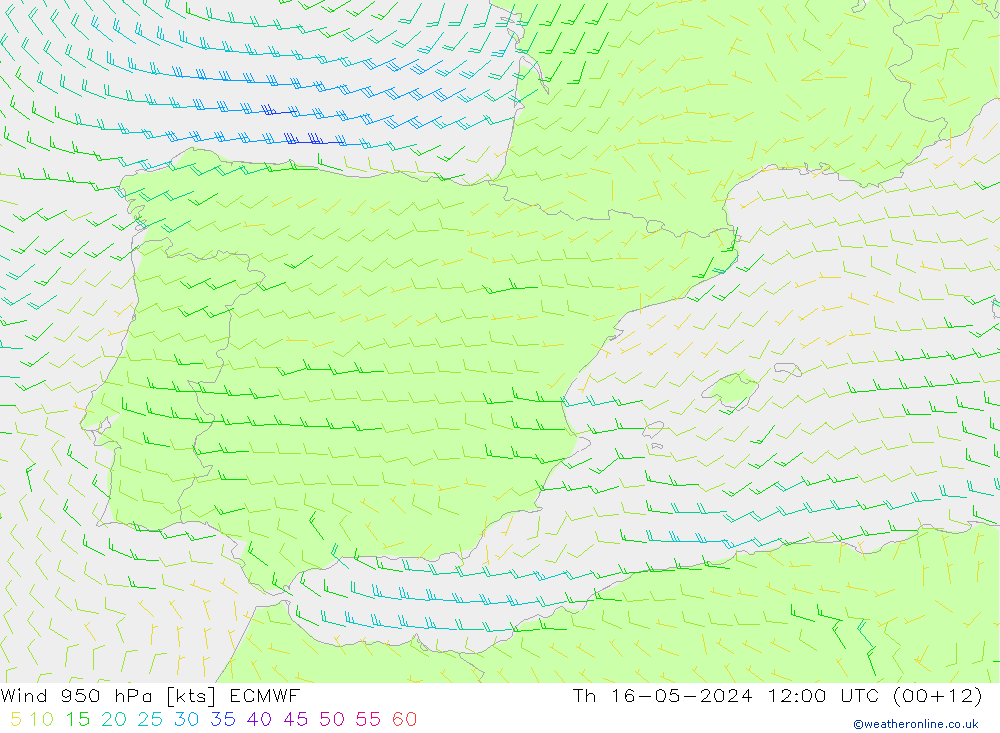 Wind 950 hPa ECMWF Th 16.05.2024 12 UTC