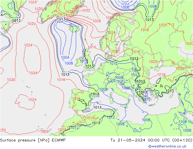 приземное давление ECMWF вт 21.05.2024 00 UTC