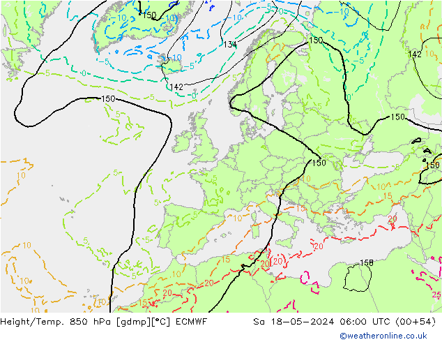 Z500/Yağmur (+YB)/Z850 ECMWF Cts 18.05.2024 06 UTC