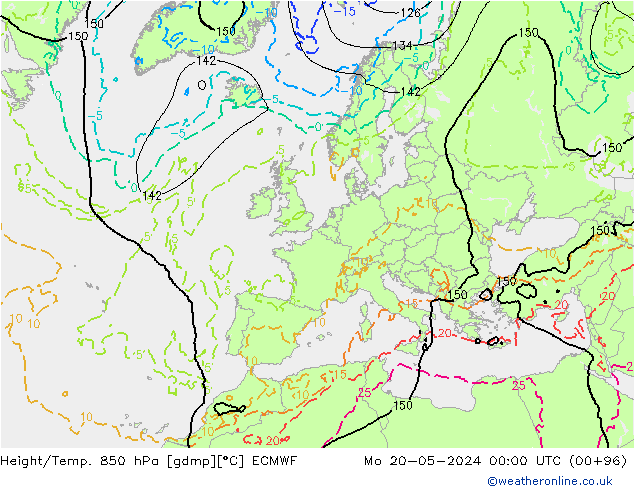 Z500/Rain (+SLP)/Z850 ECMWF Po 20.05.2024 00 UTC
