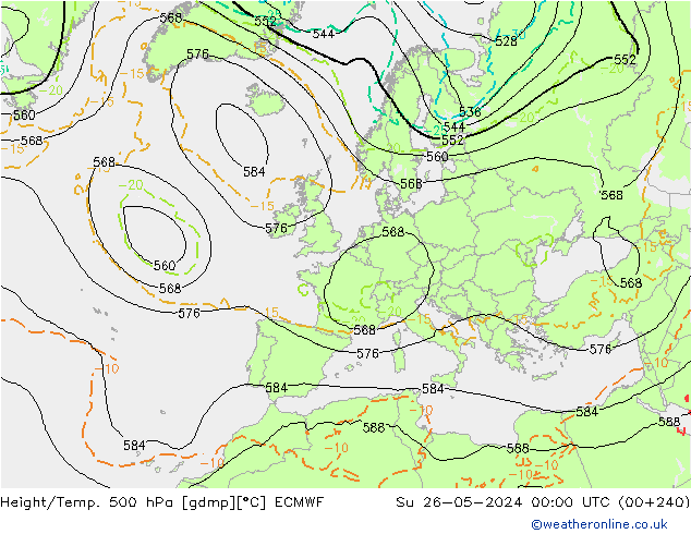Height/Temp. 500 гПа ECMWF Вс 26.05.2024 00 UTC