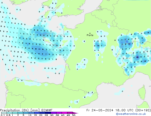 Z500/Rain (+SLP)/Z850 ECMWF Fr 24.05.2024 00 UTC