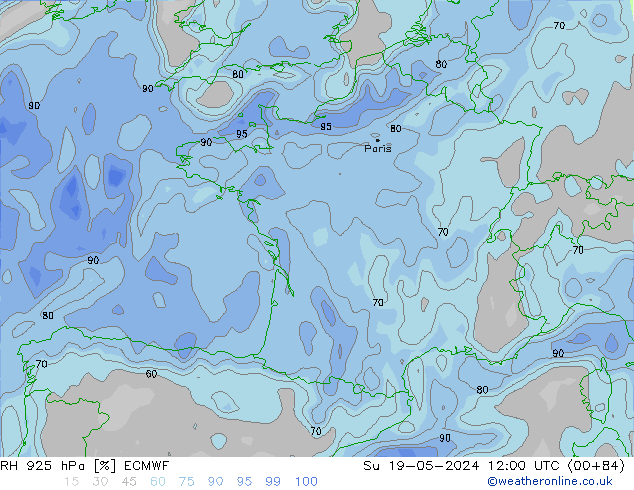 RH 925 hPa ECMWF Su 19.05.2024 12 UTC