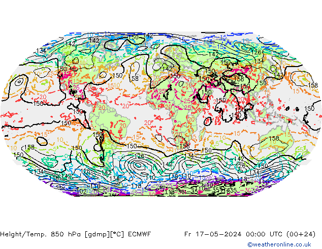 Height/Temp. 850 hPa ECMWF Pá 17.05.2024 00 UTC