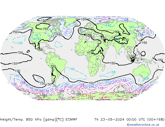 Height/Temp. 850 hPa ECMWF Th 23.05.2024 00 UTC