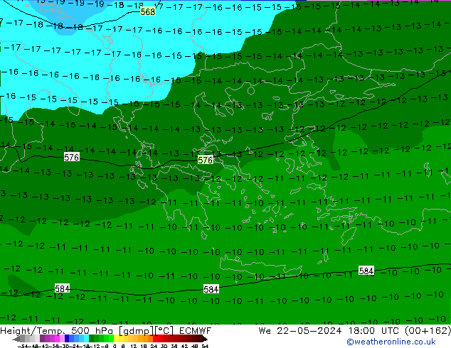 Z500/Rain (+SLP)/Z850 ECMWF We 22.05.2024 18 UTC