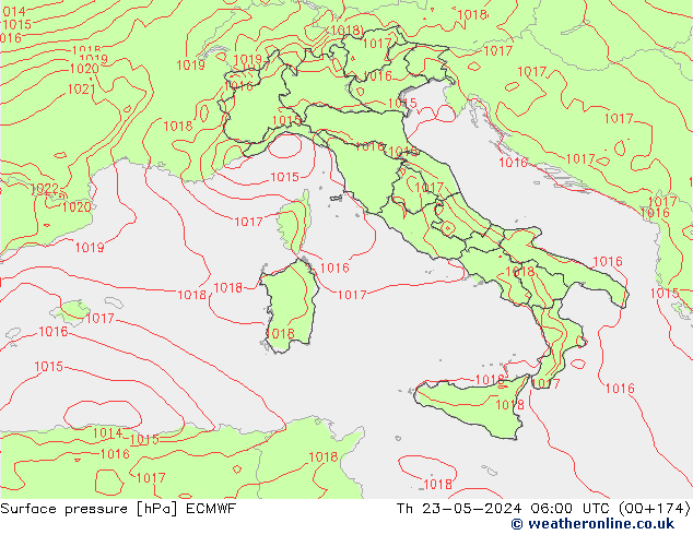 приземное давление ECMWF чт 23.05.2024 06 UTC