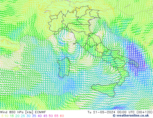 Wind 850 hPa ECMWF di 21.05.2024 00 UTC