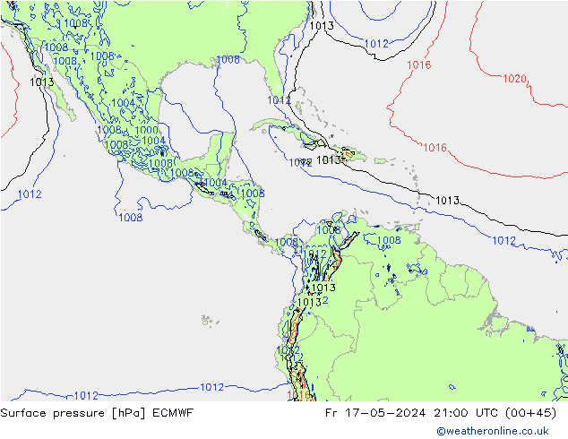 Surface pressure ECMWF Fr 17.05.2024 21 UTC