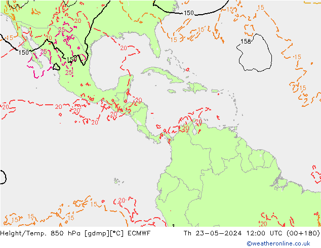 Z500/Rain (+SLP)/Z850 ECMWF Th 23.05.2024 12 UTC