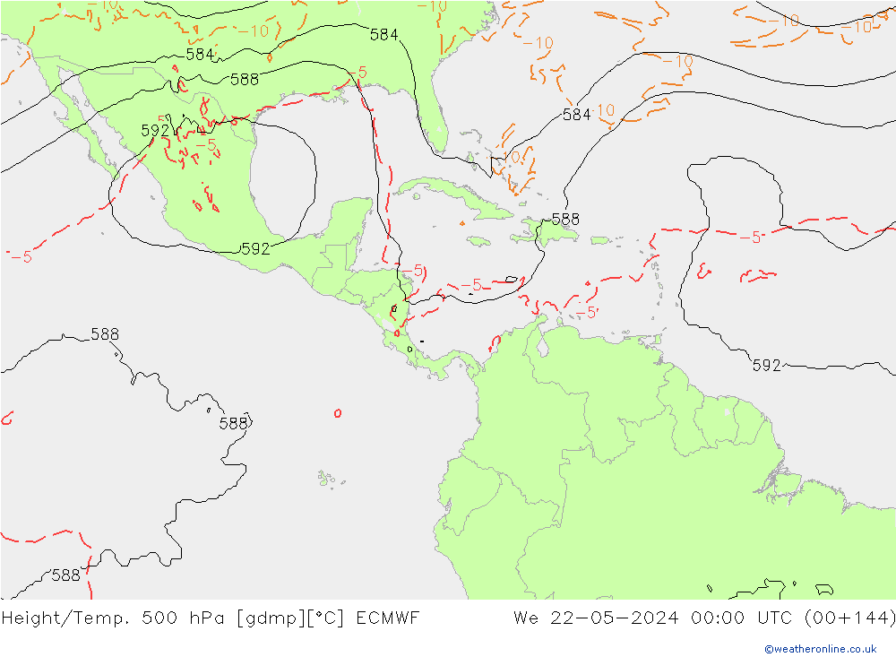 Yükseklik/Sıc. 500 hPa ECMWF Çar 22.05.2024 00 UTC