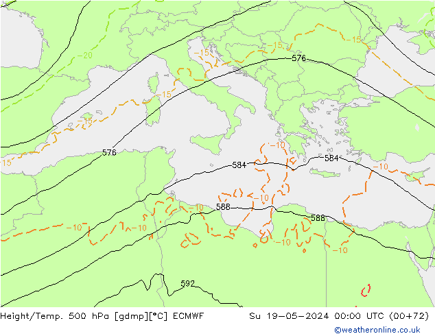 Height/Temp. 500 hPa ECMWF Ne 19.05.2024 00 UTC