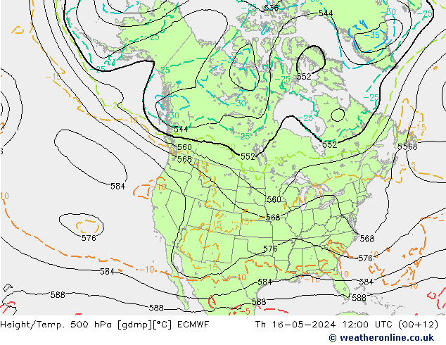 Z500/Rain (+SLP)/Z850 ECMWF gio 16.05.2024 12 UTC