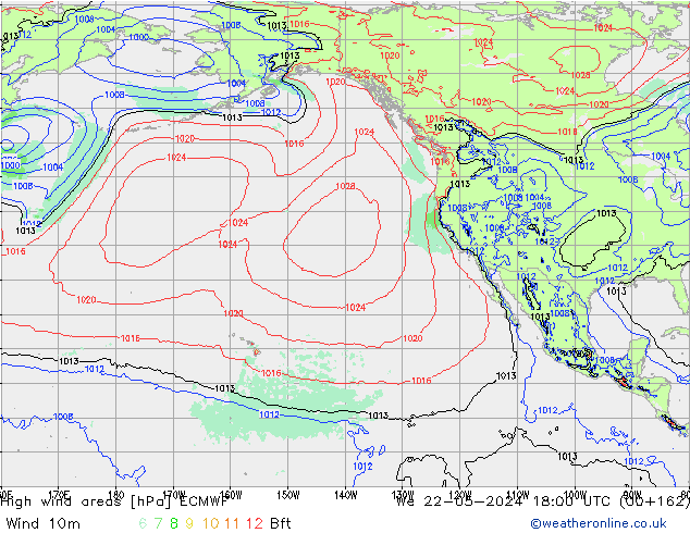 Izotacha ECMWF śro. 22.05.2024 18 UTC