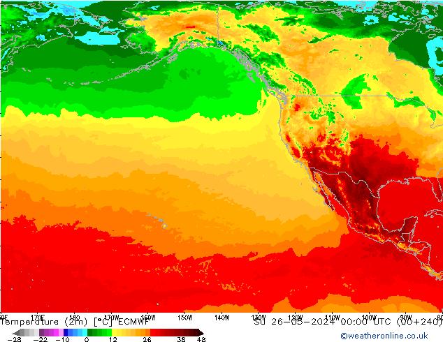 Temperature (2m) ECMWF Su 26.05.2024 00 UTC