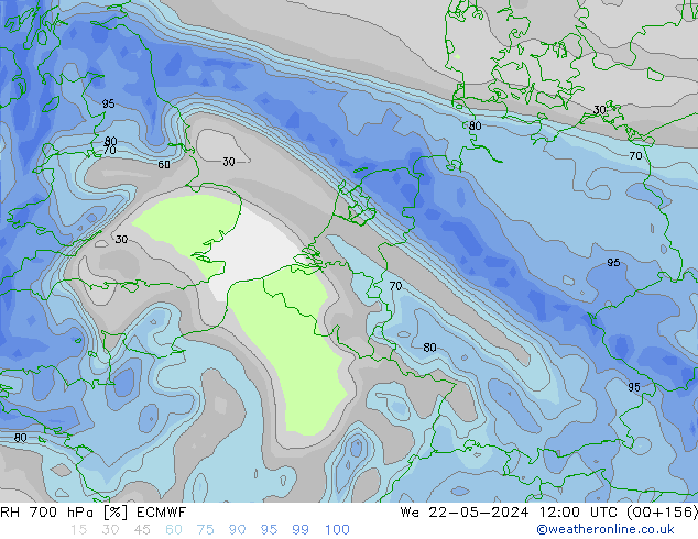 RH 700 hPa ECMWF  22.05.2024 12 UTC