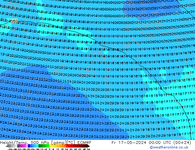 Z500/Regen(+SLP)/Z850 ECMWF vr 17.05.2024 00 UTC