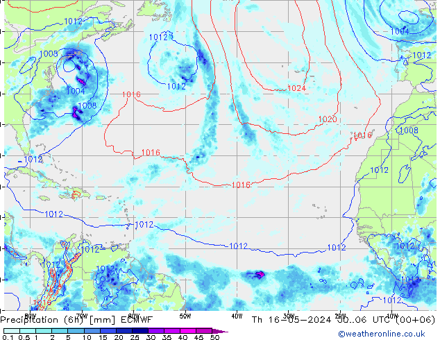 Z500/Rain (+SLP)/Z850 ECMWF Qui 16.05.2024 06 UTC