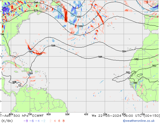 T-Adv. 500 hPa ECMWF We 22.05.2024 06 UTC