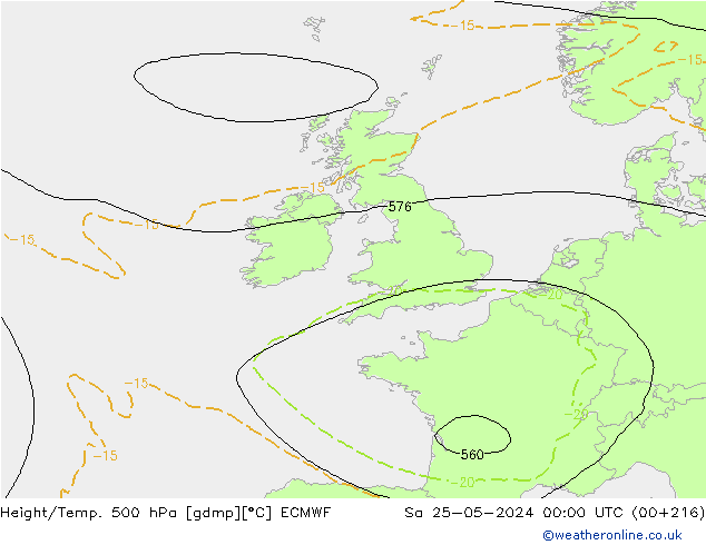 Z500/Rain (+SLP)/Z850 ECMWF Sa 25.05.2024 00 UTC