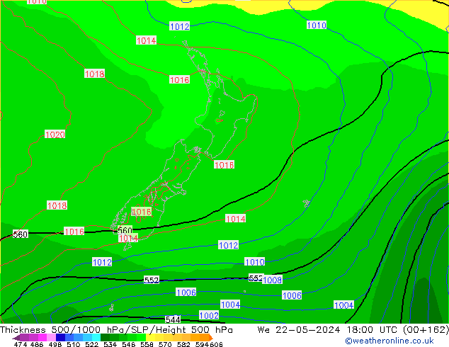 Thck 500-1000hPa ECMWF śro. 22.05.2024 18 UTC