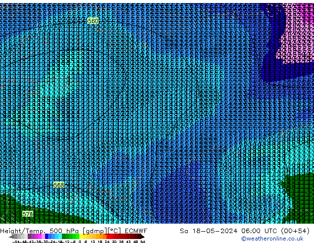 Z500/Rain (+SLP)/Z850 ECMWF so. 18.05.2024 06 UTC