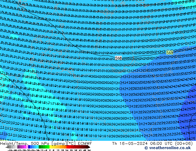 Z500/Rain (+SLP)/Z850 ECMWF gio 16.05.2024 06 UTC