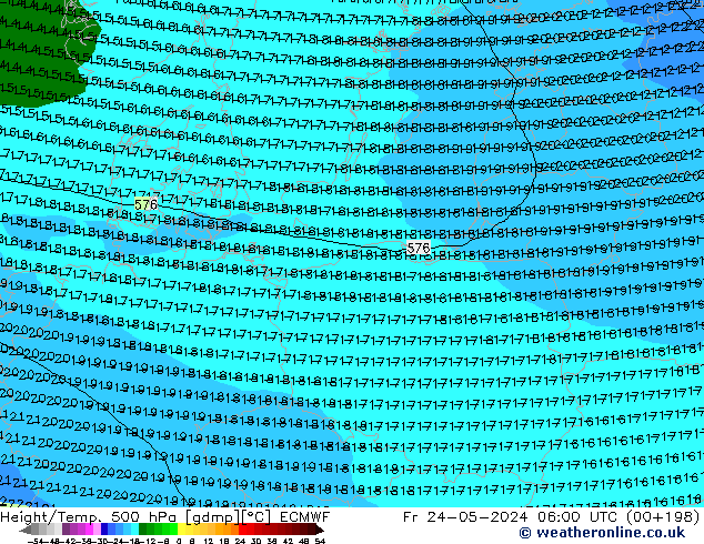Z500/Rain (+SLP)/Z850 ECMWF Sex 24.05.2024 06 UTC