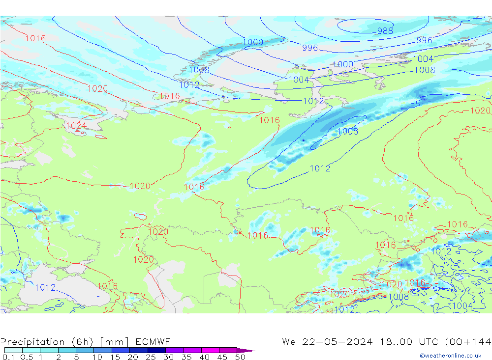 Z500/Rain (+SLP)/Z850 ECMWF We 22.05.2024 00 UTC