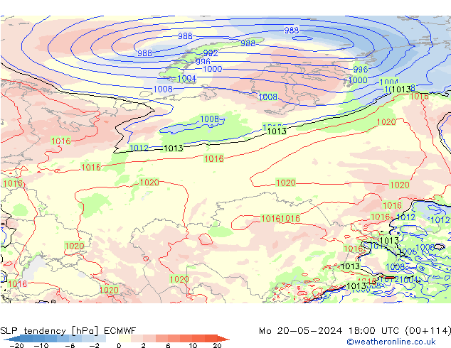 SLP tendency ECMWF Po 20.05.2024 18 UTC