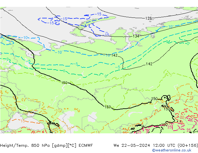 Z500/Rain (+SLP)/Z850 ECMWF St 22.05.2024 12 UTC