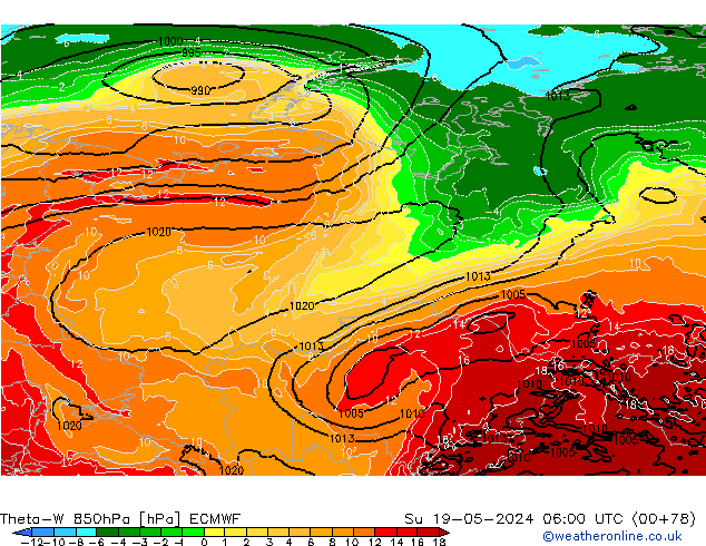 Theta-W 850hPa ECMWF Dom 19.05.2024 06 UTC