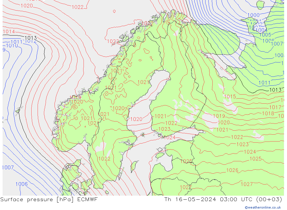 地面气压 ECMWF 星期四 16.05.2024 03 UTC
