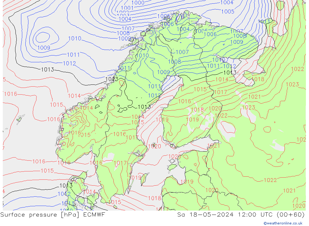 Bodendruck ECMWF Sa 18.05.2024 12 UTC