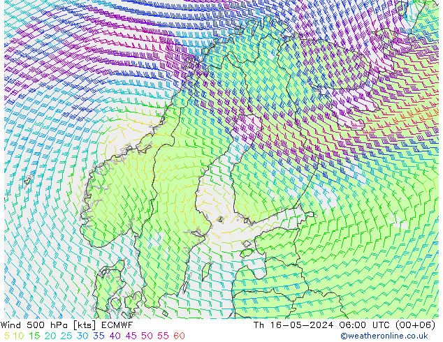 Wind 500 hPa ECMWF Do 16.05.2024 06 UTC