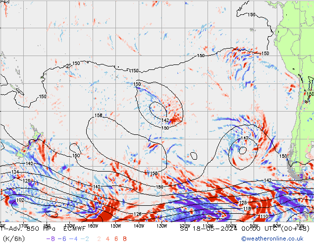 T-Adv. 850 hPa ECMWF Sáb 18.05.2024 00 UTC