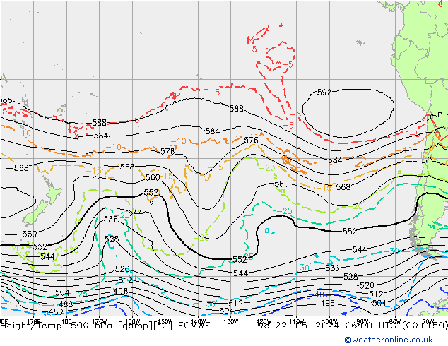 Z500/Rain (+SLP)/Z850 ECMWF mié 22.05.2024 06 UTC