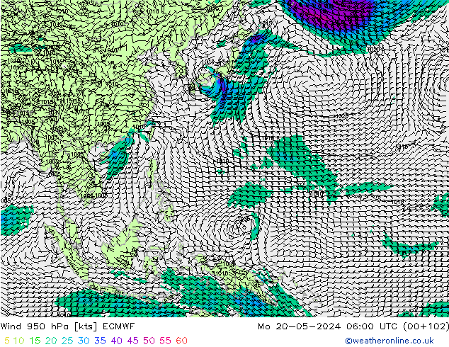 Wind 950 hPa ECMWF ma 20.05.2024 06 UTC