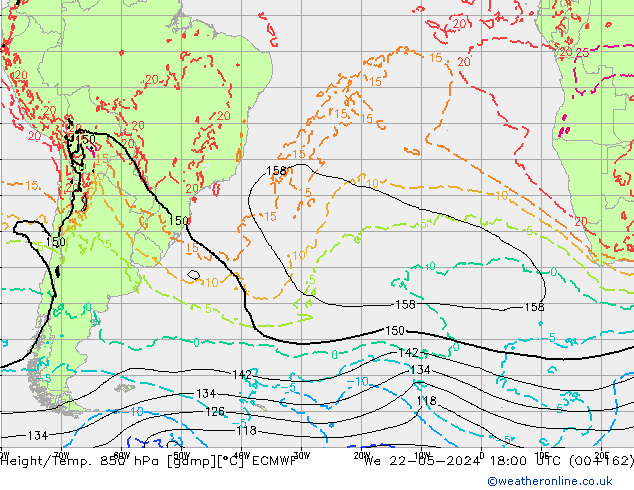 Z500/Rain (+SLP)/Z850 ECMWF  22.05.2024 18 UTC