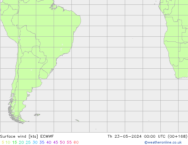 Wind 10 m ECMWF do 23.05.2024 00 UTC