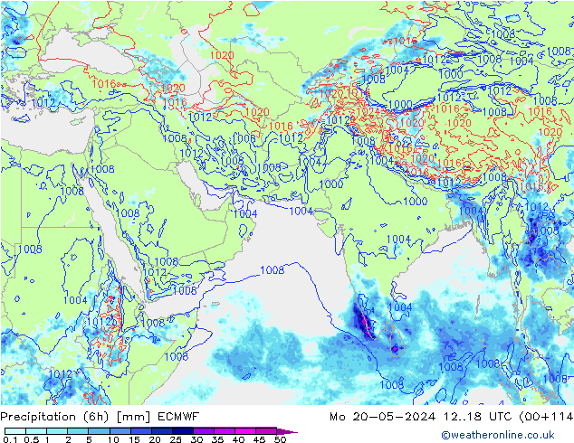 Z500/Rain (+SLP)/Z850 ECMWF lun 20.05.2024 18 UTC