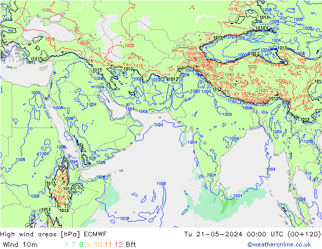 Windvelden ECMWF di 21.05.2024 00 UTC